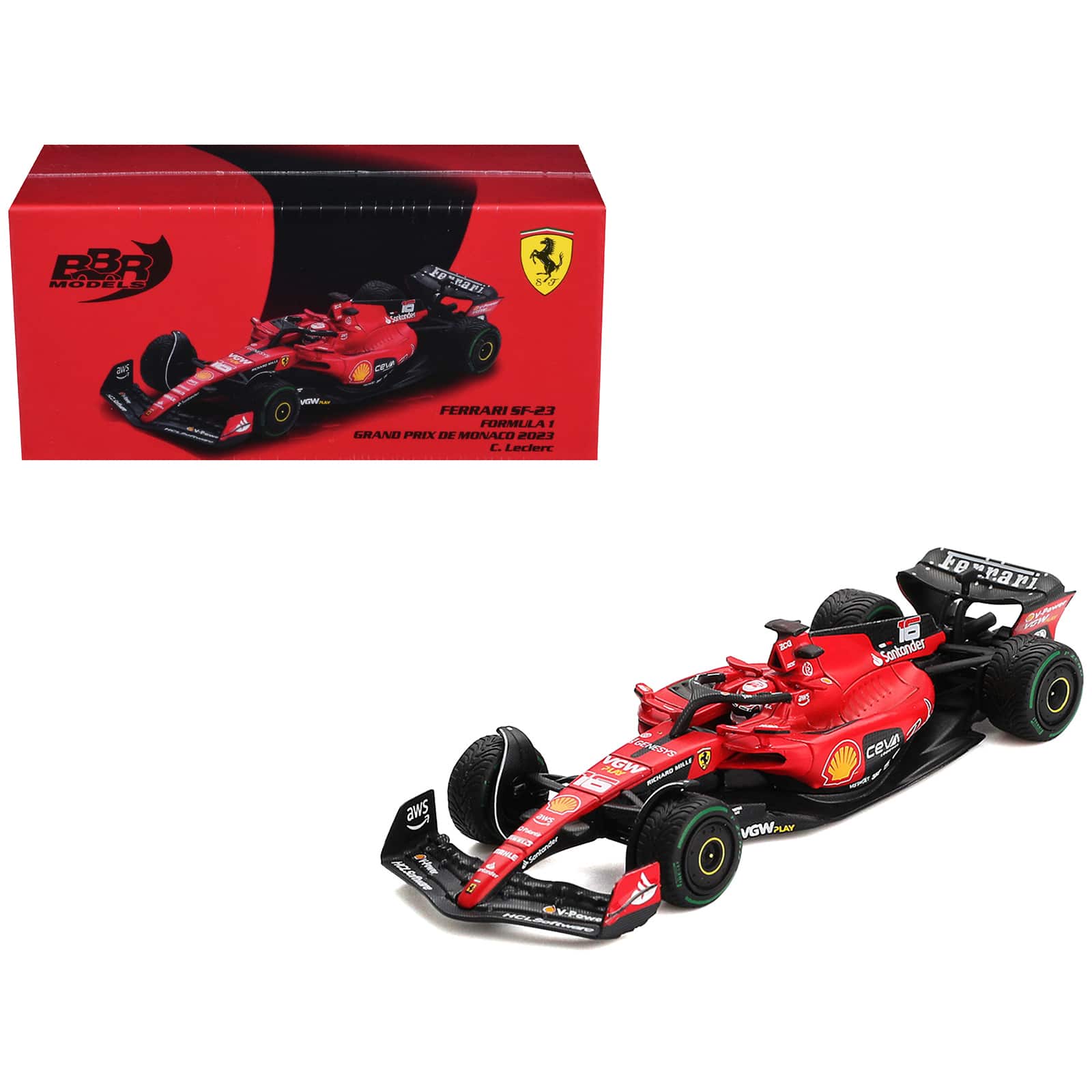 "Ferrari SF-23 #16 Charles Leclerc Formula One F1 ""Monaco GP"" (2023) 1/64 Diecast Model Car by BBR Models" price history on PriceWatchPro