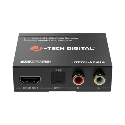 Ultra HD HDMI Audio Extractor 4K60Hz 4:2:0 with ARC -TECH DIGITAL 4K ULTRA HD JTECH-AE4KA ARC HDMI OUT SPDIF R L