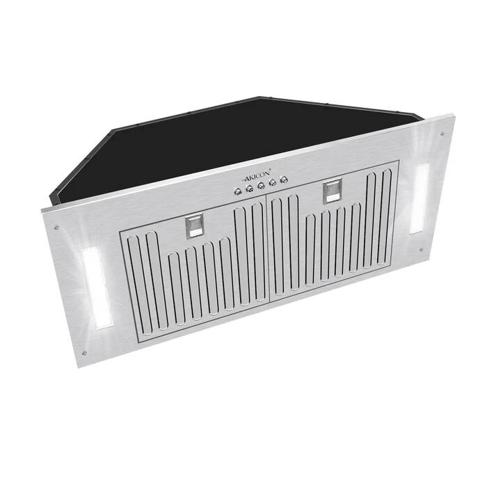Angle. Akicon - Akicon 30 in. 3 Speeds 600 CFM Dishwasher Safe Filters Range Hood Insert/Built in Kitchen Vent Hood with Lights - Stainless steel.