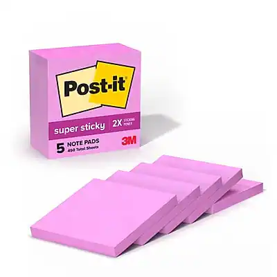 Post-it
super sticky
2X STICKING POWER
5 NOTE PADS
450 Total Sheets
3M