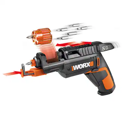 WORX - 4V Electric Rechargeable Cordless Power Screwdriver Set with 6 Bits, Screw Holder, Charger, and 18 Month Battery Life - Black