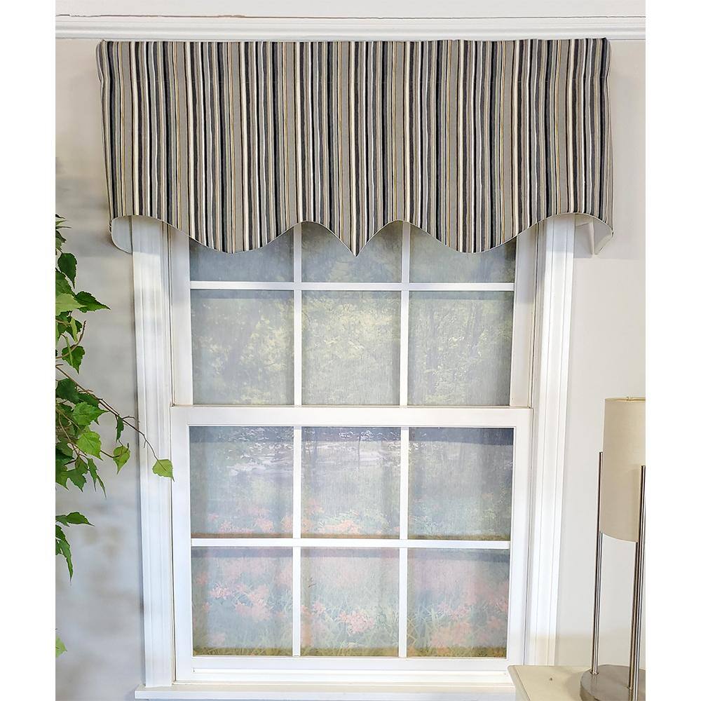Angle. RLF Home - RLF Home Runner Stripe Regal 3" Rod Pocket Lining Luxurious and Elegant Window Treatment Valance 50" x 17" Gray - Gray.
