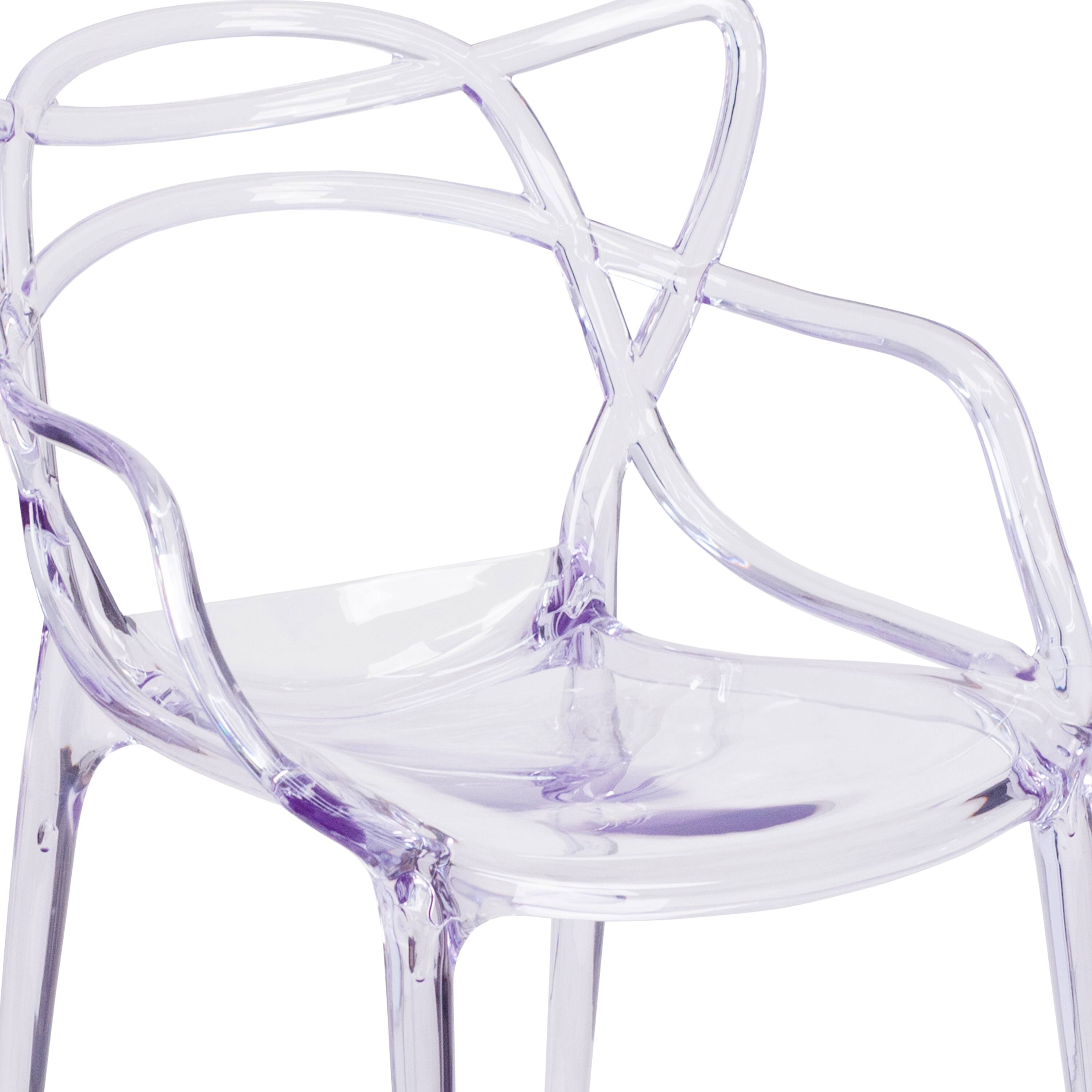 Alt View 9. Emma + Oliver - Transparent Fluid Style Stacking Side Chair - Clear.
