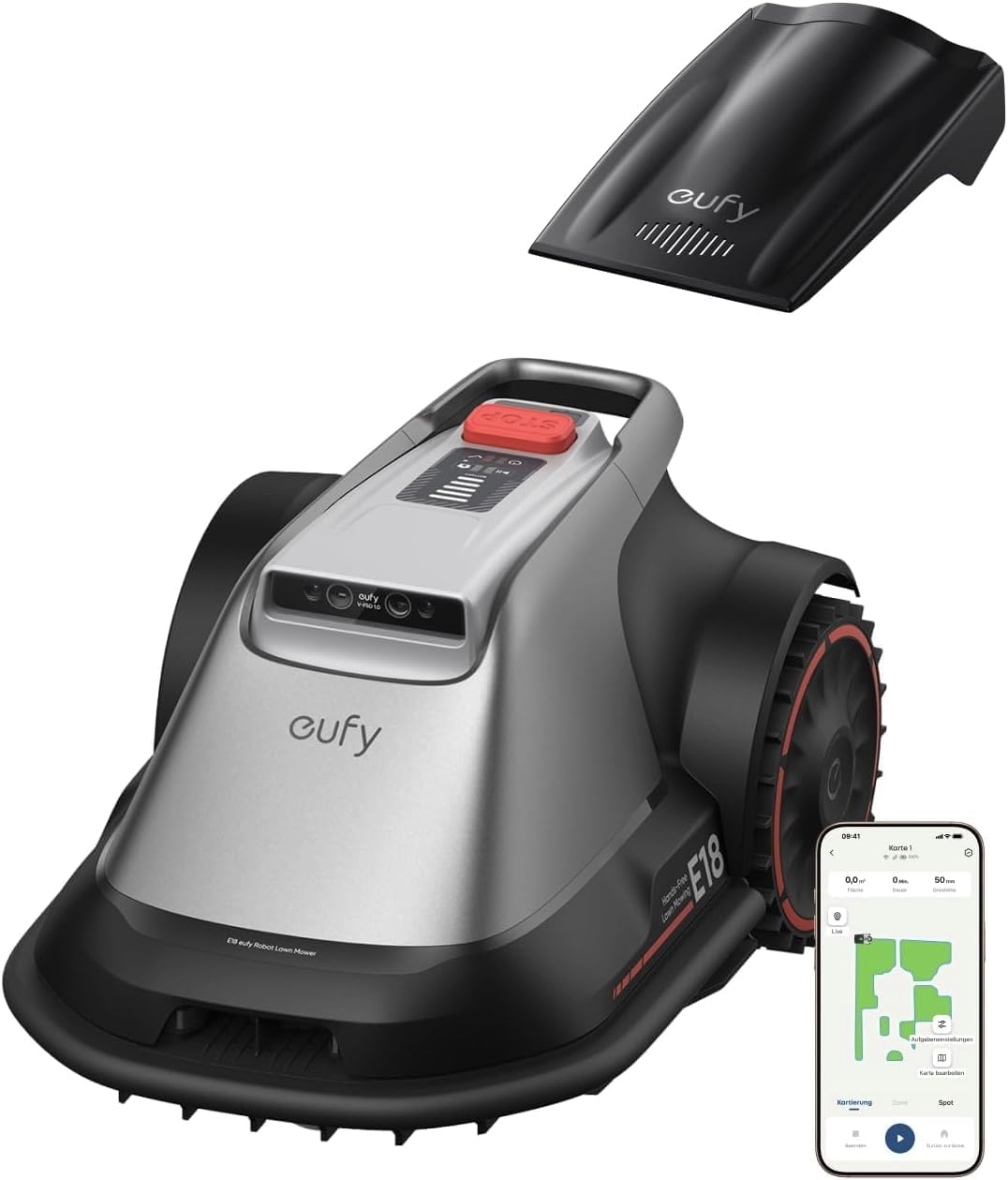 eufy - E18 Robot Lawn Mower,Max 0.3 Acres,Wireless Robot Mower with Auto Mapping,Vision Navigation - Gray