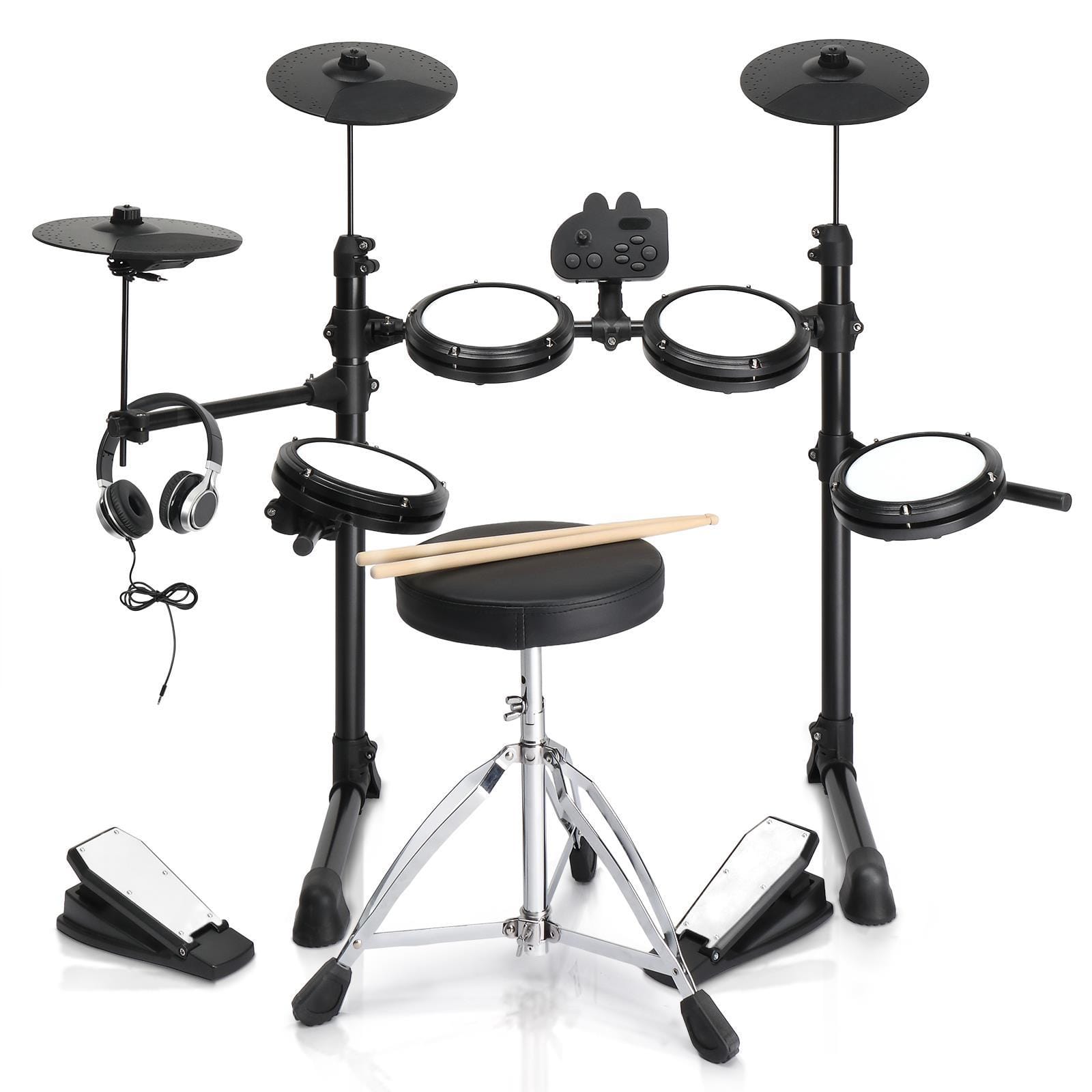 Winado - Electronic Drum Set with Mesh Drum Cymbals Adjustable Throne Headphones Sticks price history on PriceWatchPro