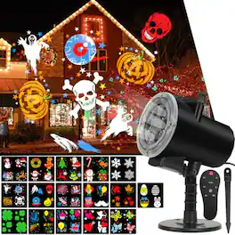 Dazzed Corner - Christmas & Halloween Projector Lights, 16 Slides, Waterproof, Remote Control - Black
