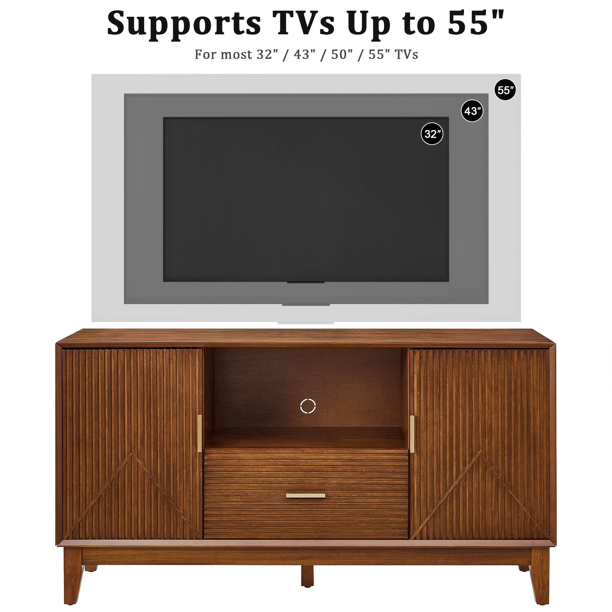 Supports TVs Up to 55"  
For most 32" / 43" / 50" / 55" TVs