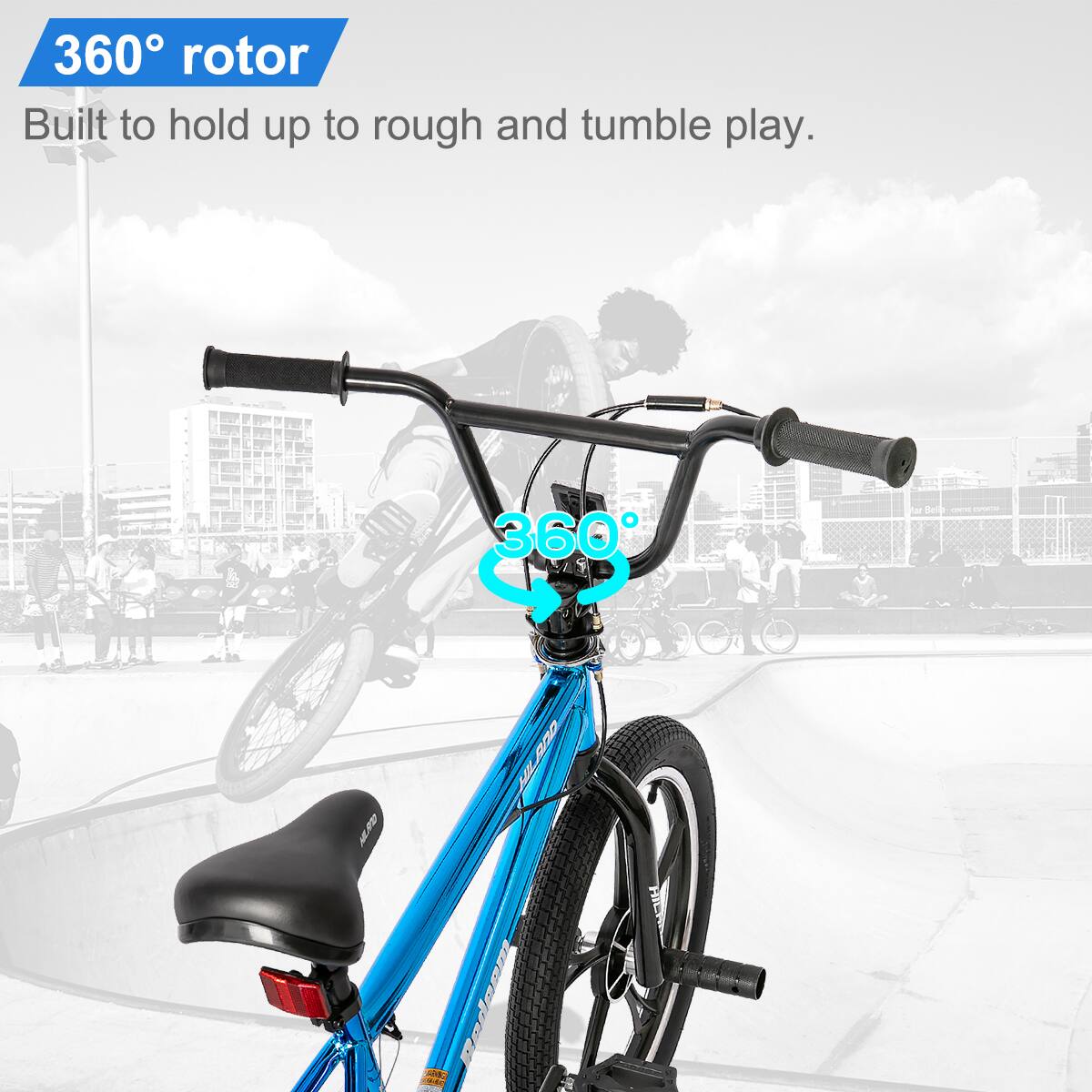 360° rotor  
Built to hold up to rough and tumble play.