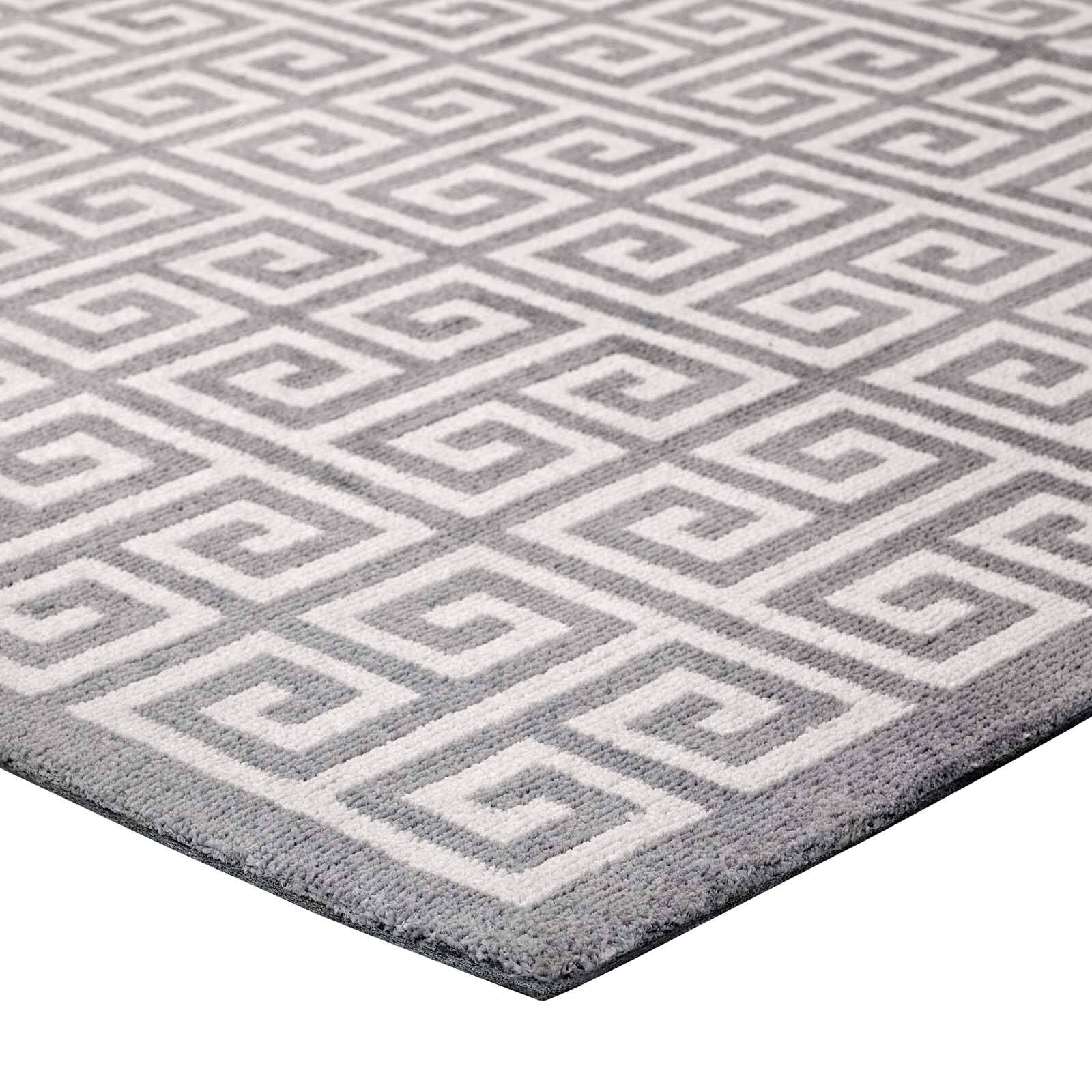 Back. Modway - Freydis Greek Key Area Rug - White and Light Gray.