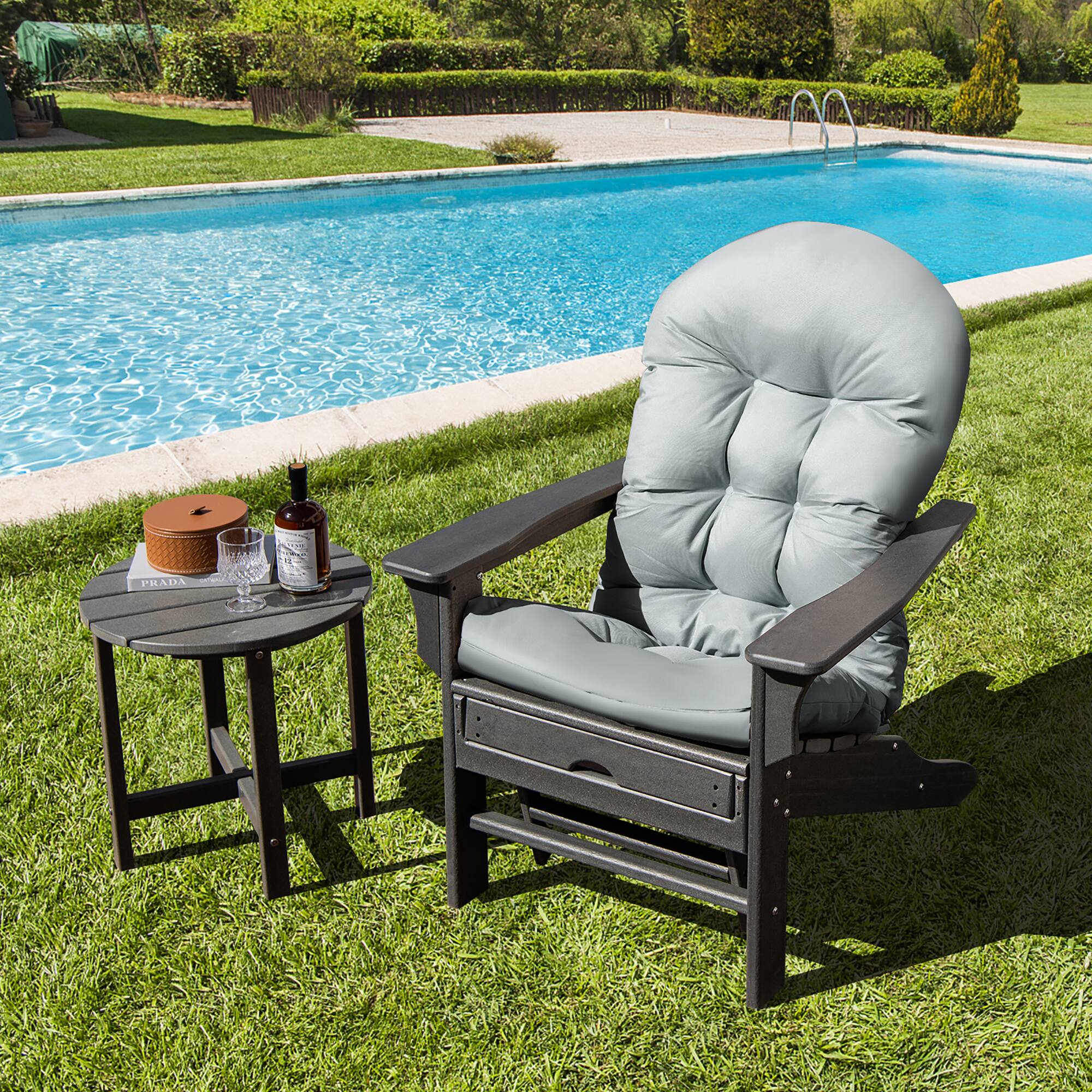 Alt View 1. Costway - Costway Patio Adirondack Chair Cushion High Back Fade Resistant 5" Seat Pad Outdoor - Gray.