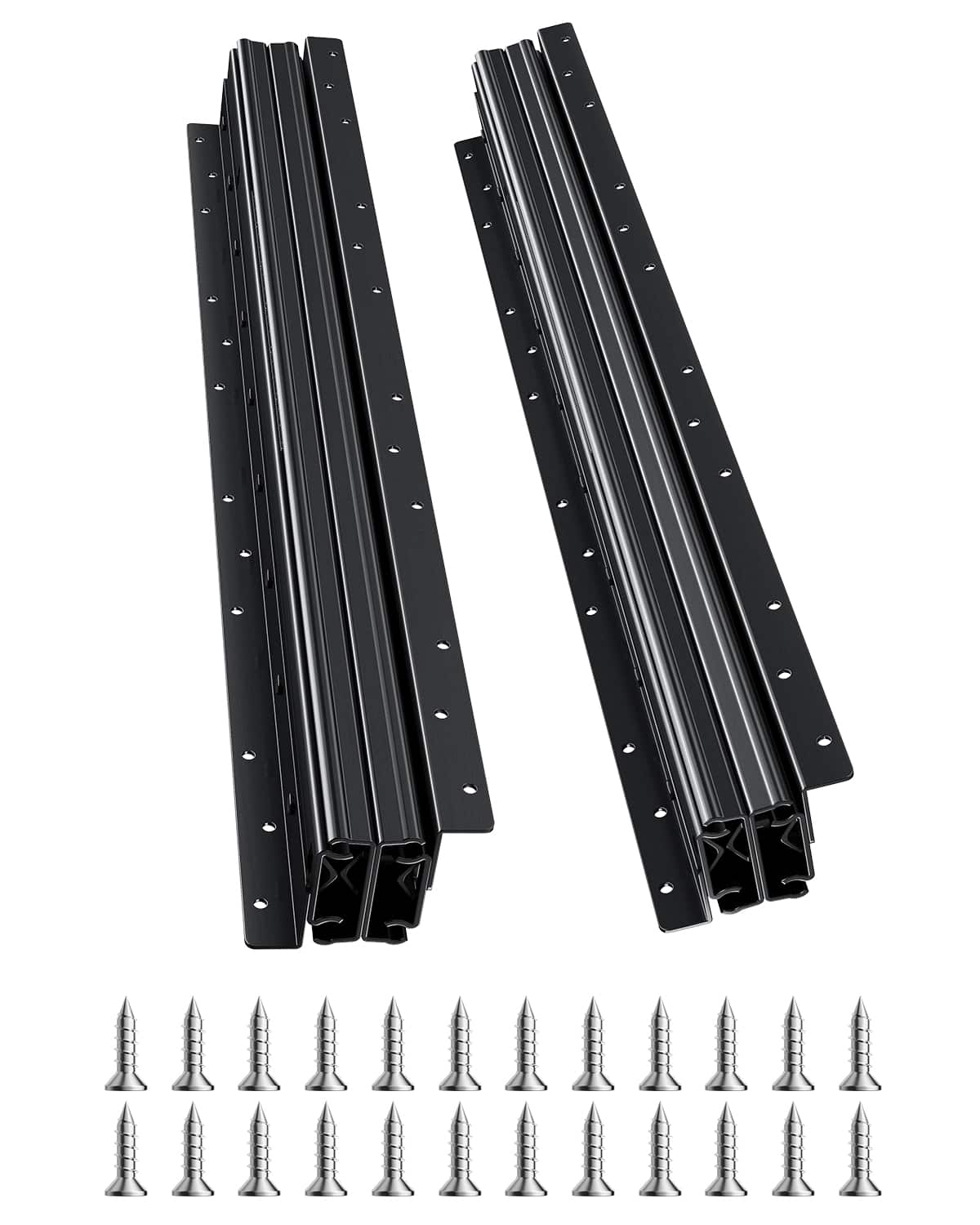 VEVOR - Undermount Drawer Slides, 24 inch, Full Extension Ball Bearing Under Stair Cabinet Rails, 260 LB Load Capacity - Black