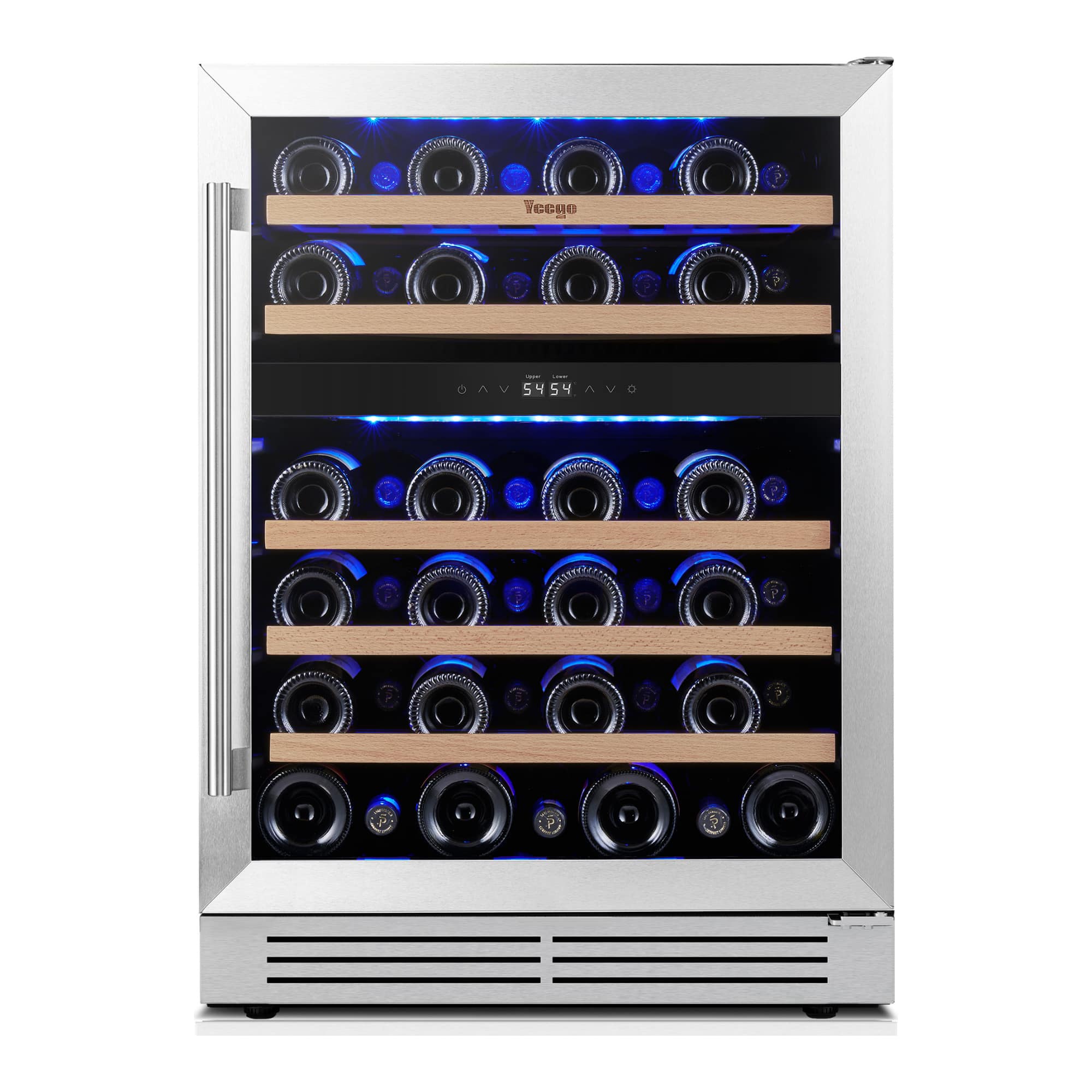 Yeego - 145 L Wine Refrigerators & Energy-Efficient 24" Wine Cooler - 47-Bottle Capacity Auto Defrost for Bar - Stainless Steel