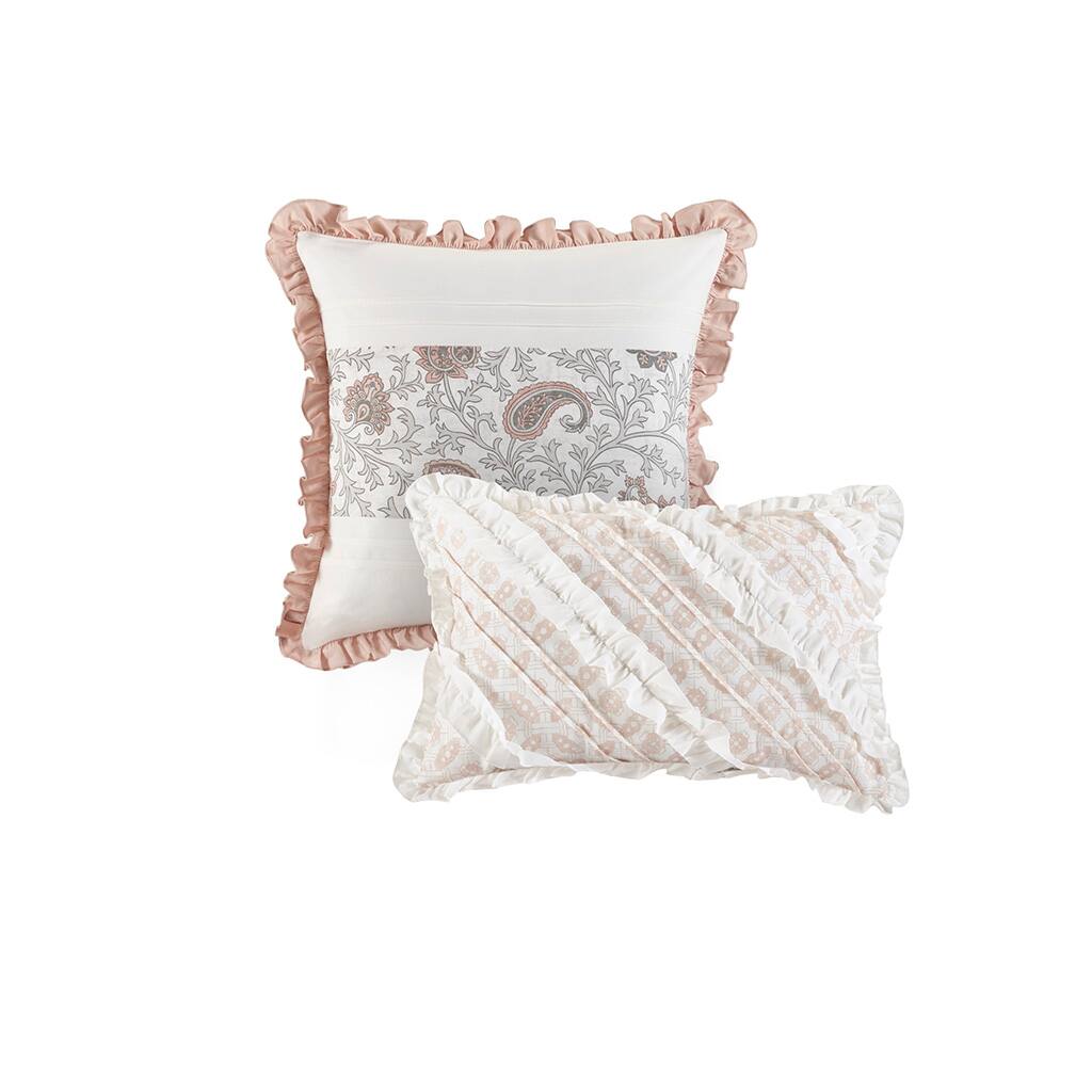 Alt View 3. Gracie Mills - Gracie Mills Singleton 9-Piece Cotton Percale Comforter Set with Paisley Print - Blush.