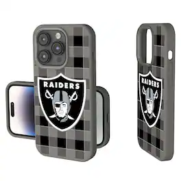 Keyscaper - NFL - Las Vegas Raiders Plaid Soft Touch iPhone Case - 14 - Gray