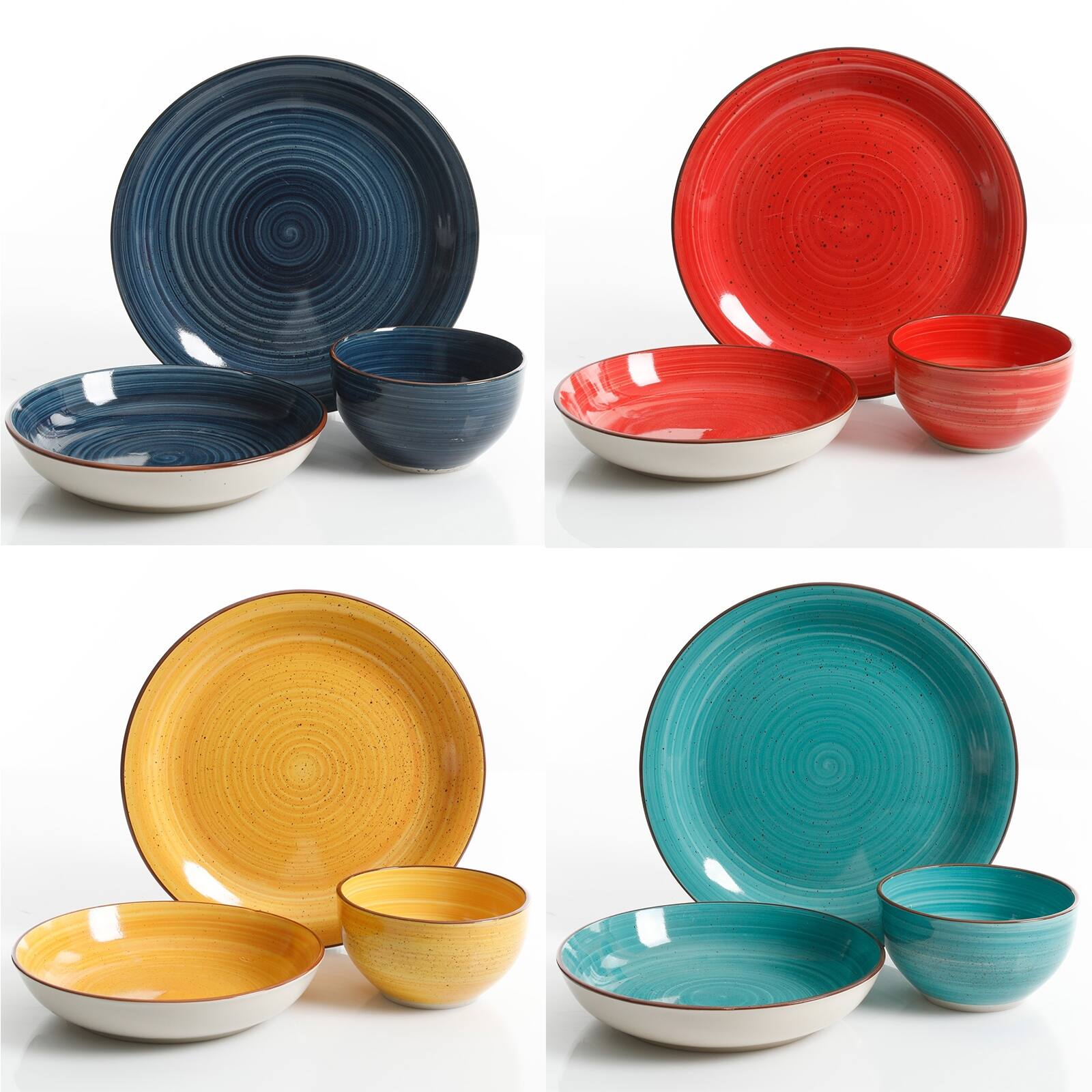Alt View 1. Gibson - Gibson Color Speckle 12 Piece Mix and Match Double Bowl Dinnerware Set in 4 Assorted Colors - Assorted.
