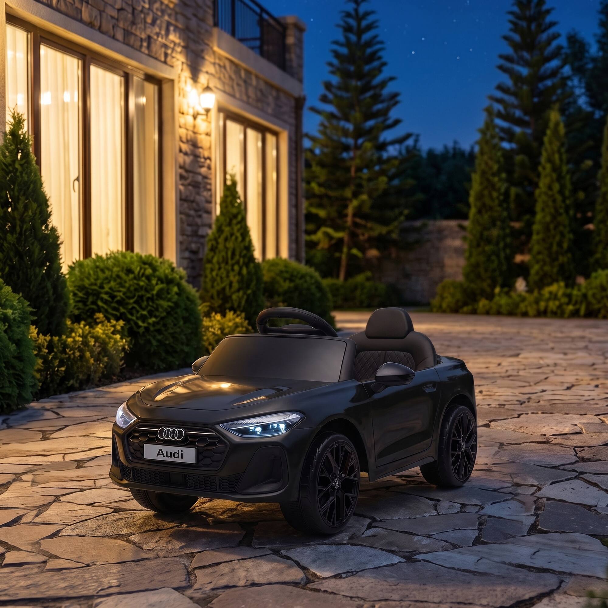 Alt View 8. Qaba - A5L Licensed Electric Ride on Car for Kids 3-6 with Remote Control Dual Motors 4-Wheel Suspension Music - Black.