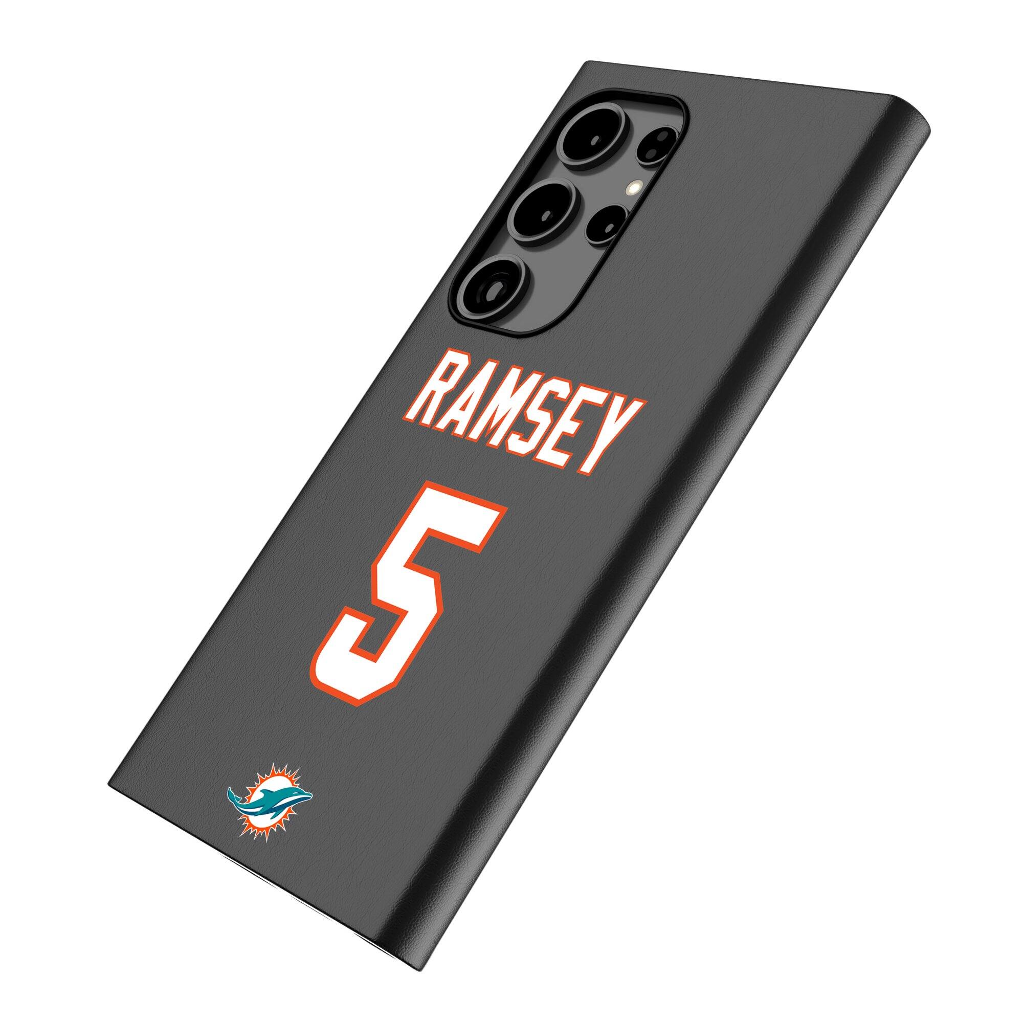 Alt View 1. Keyscaper - Jalen Ramsey Black Miami Dolphins Galaxy Magnetic Bump Case - S25 - Black.
