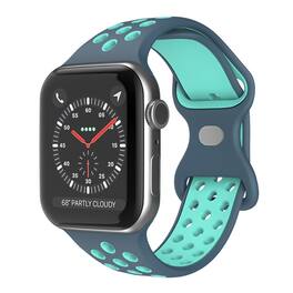 StrapsCo - ColorBlock Active Strap Silicone Rubber Watch Band For Apple Watch - 44mm/45mm/46mm/49mm/Ultra (Medium-Long) - Blue & Teal