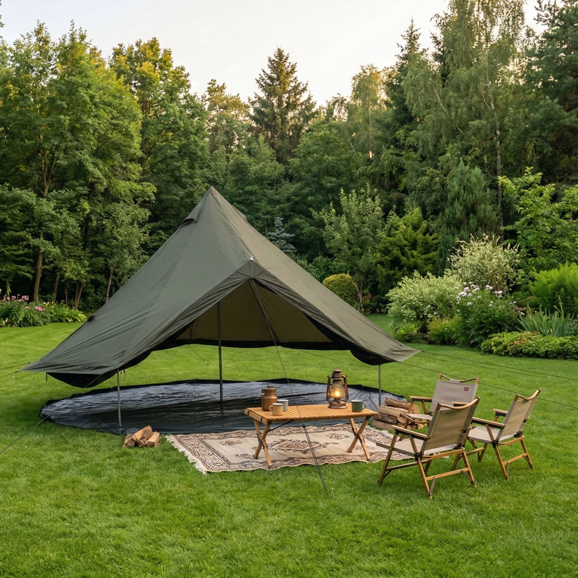 Angle. Anysun - 4 Season Bell Tent 16.4 FT – Waterproof Family Camping Tent with Stove Jack, Fits 10 People, Outdoor Parties & Camping - Green.