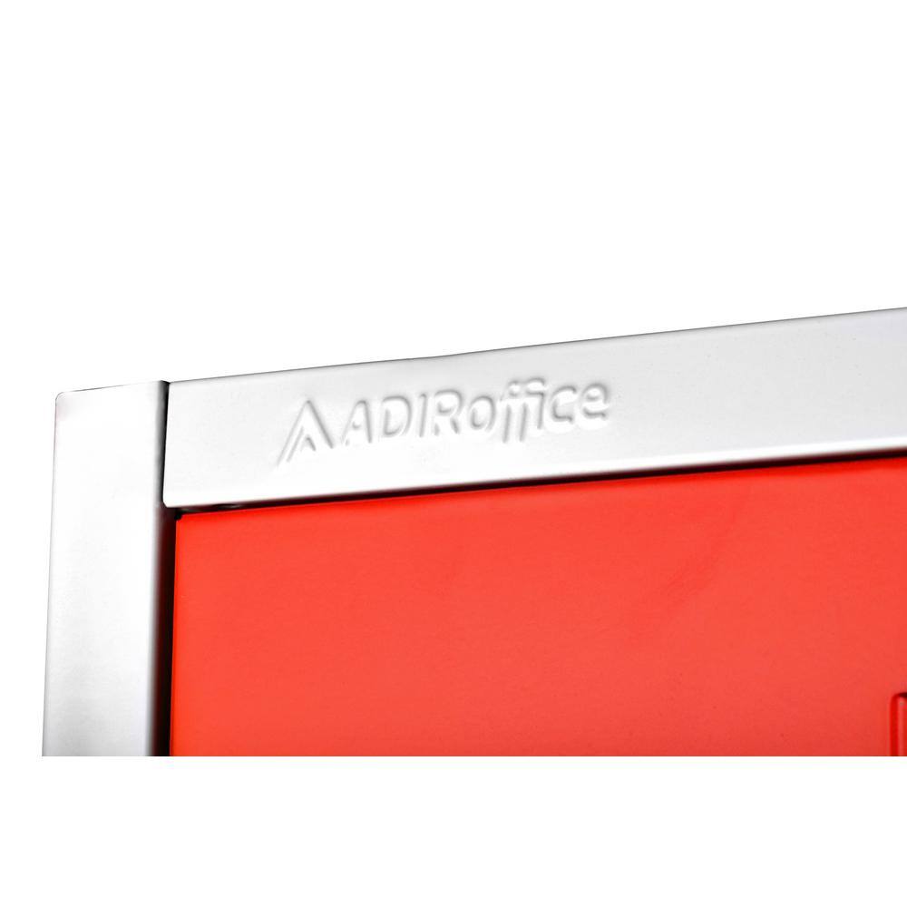 Alt View 1. AdirOffice - 629-Series 72" H 1-Tier Steel Key Lock 2-Shelf Locker with Key Lock - Red.
