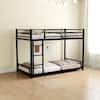 Front. GOODSILO - Sturdy Twin over Twin Metal Bunk Bed with Safety Guardrail and Convertible Design for Space-Saving Bedroom Solutions - Black.
