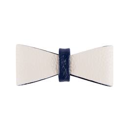 PoisePup - Cute Handmade Genuine Soft Full Grain Leather Dog Bow Tie - Cream | Navy