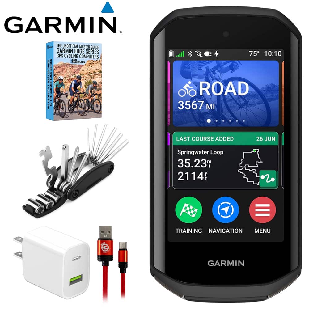 Garmin - Edge 1050 Premium Cycling Computer w/ Deco Gear Master Guide Bundle - Black