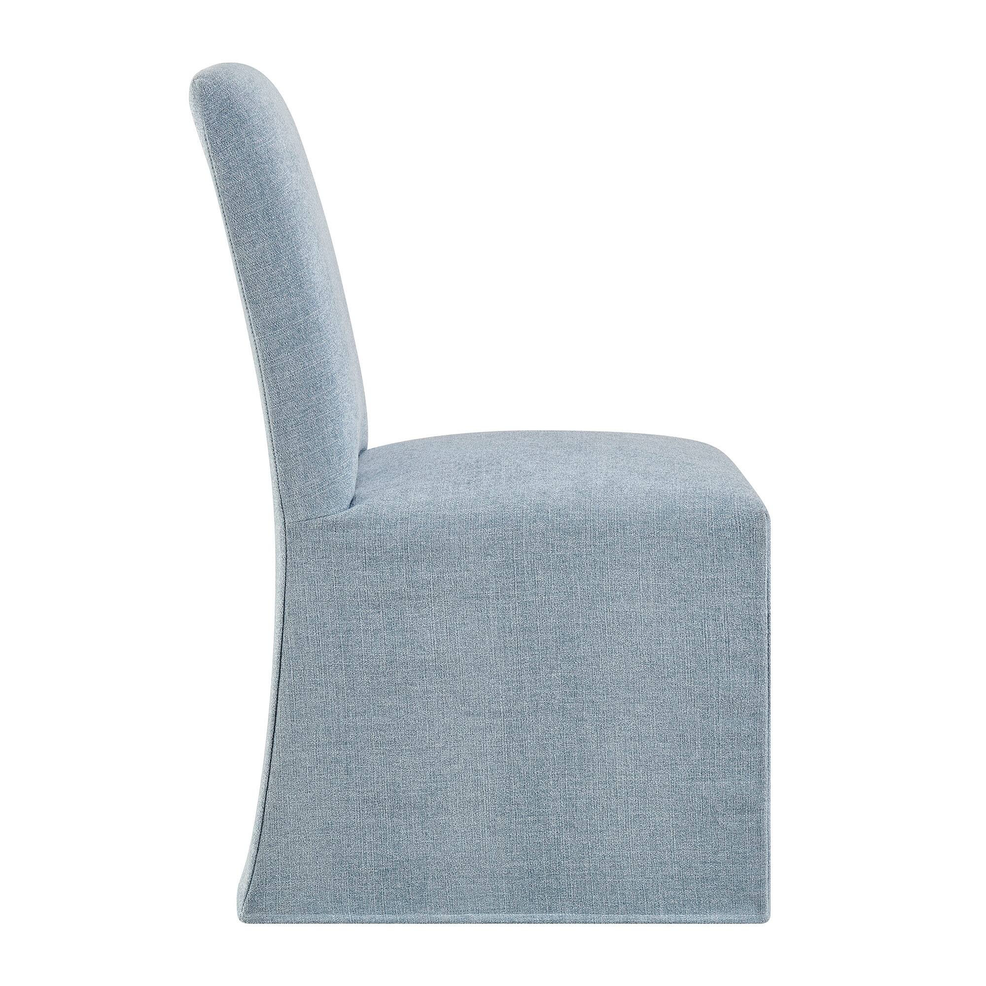 Alt View 4. Modway - Aster Slub Weave Fabric Slipcovered Dining Chairs Set of 2 by Modway - Sky.