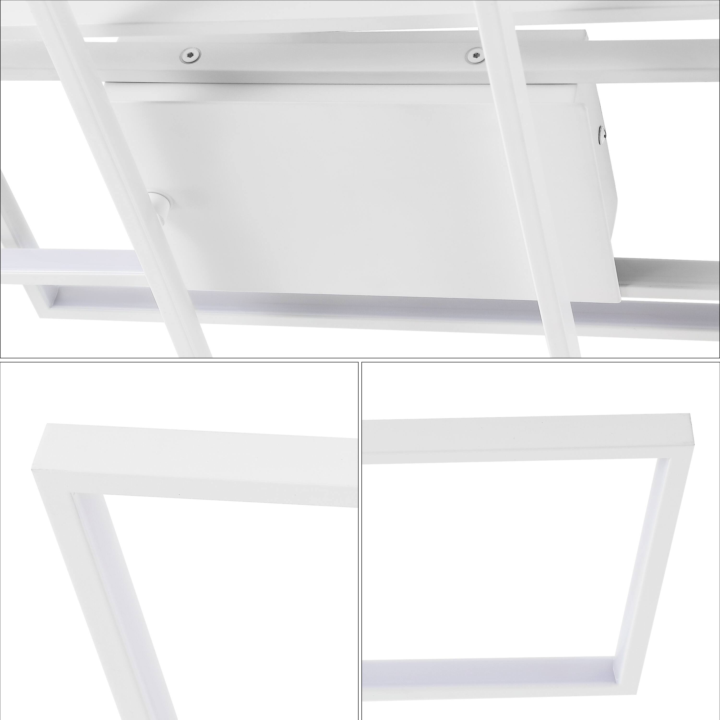 Alt View 4. Jonathan Y - Palco 39" Contemporary Minimalist Metal Adjustable Dimmable Geometric Integrated LED Flush Mount, White - White.