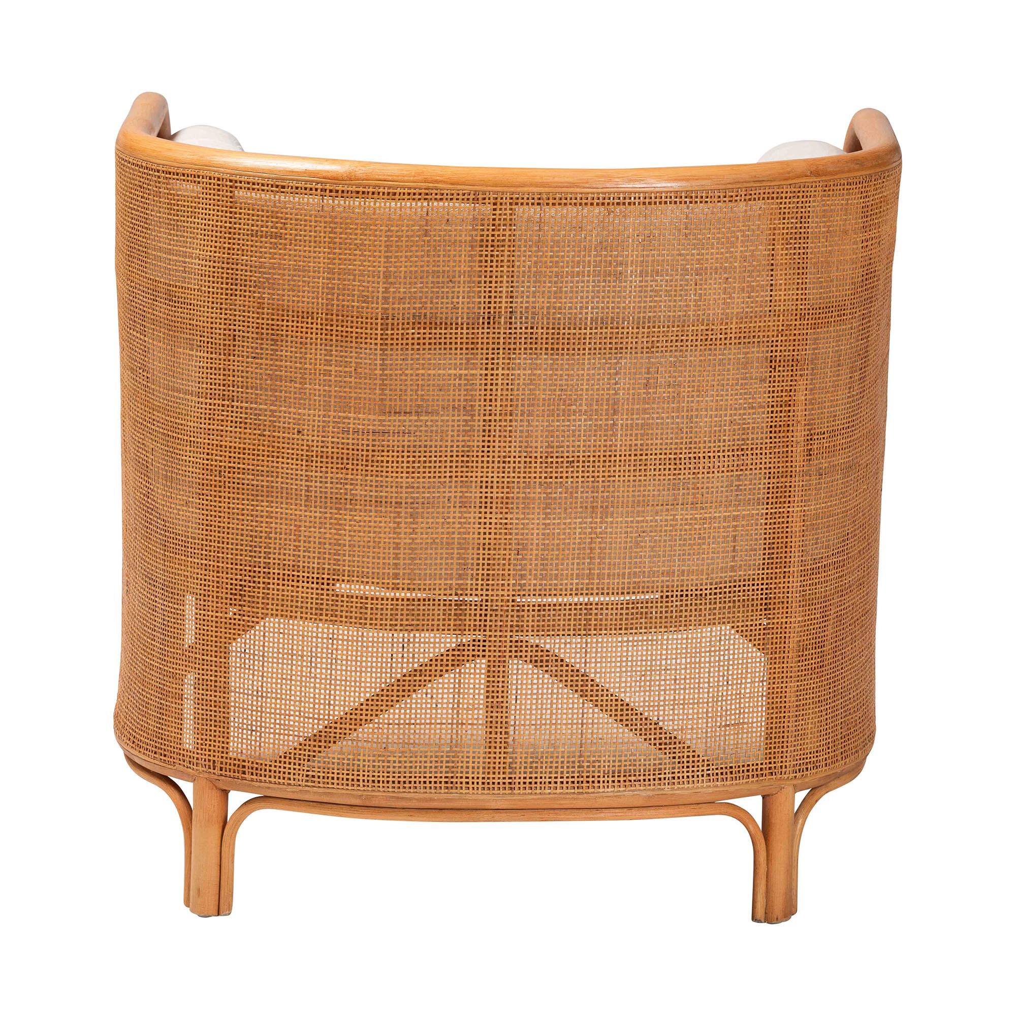 Back. bali & pari - Bandung Bohemian Rattan Accent Chair - Light Honey.