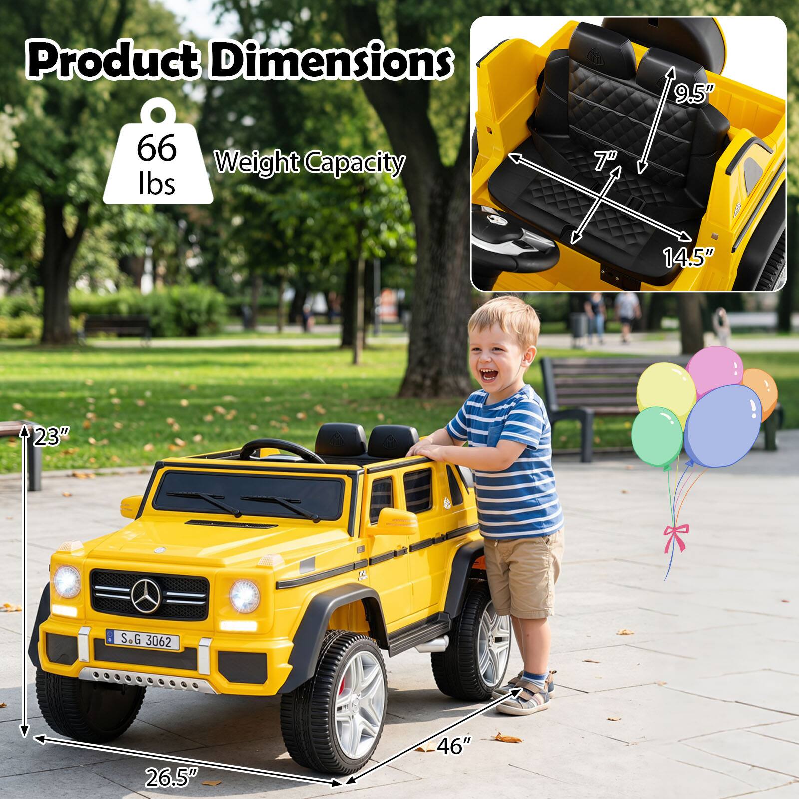 Product Dimensions: 9.5" x 14.5" x 23" x 26.5" x 46"  
Weight Capacity: 66 lbs  
S.G 3062