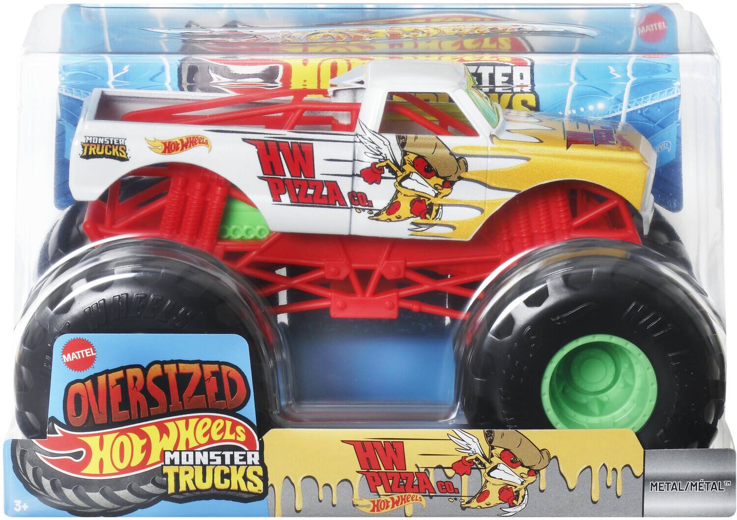 MONSTER TRUCKS  
Hot Wheels  
HW PIZZA CO.  
MATTEL  
OVERSIZED  
Hot Wheels  
MONSTER TRUCKS  
3+  
METAL/MÉTAL