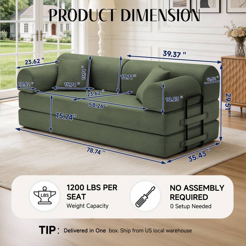PRODUCT DIMENSION  
23.62" 15.74" 10.62" 15.74" 23.62" 58.26" 15.74"  
13.77"  
39.37" 10.23"  
11.81"  
29.51"  
78.74"  
35.43"  
LBS  
1200 LBS PER SEAT Weight Capacity  
NO ASSEMBLY REQUIRED 0 Setup Needed  
TIP: Delivered in One box. Ship from US local warehouse