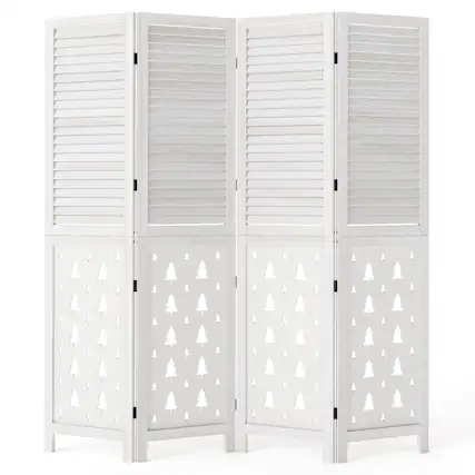 Front. Costway - Costway 67" Tall Wood Room Divider, 4 Panel, Folding Privacy Screen for Room Separation - White.
