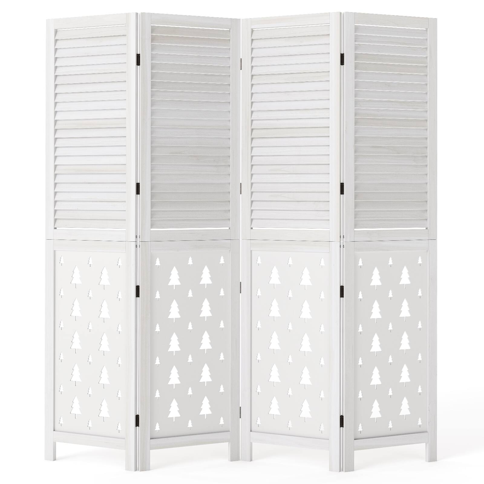 Front. Costway - Costway 67" Tall Wood Room Divider, 4 Panel, Folding Privacy Screen for Room Separation - White.