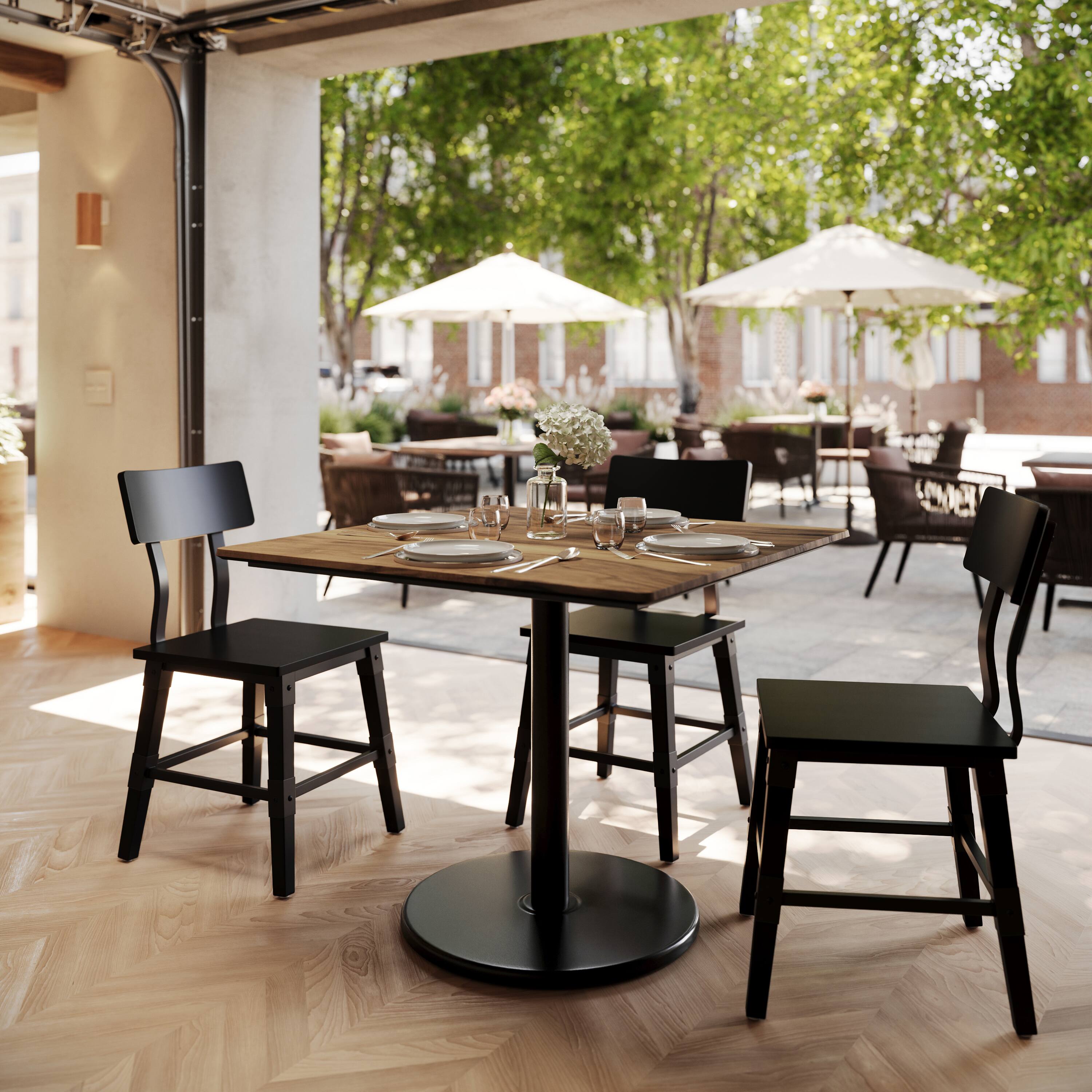 Alt View 1. Emma + Oliver - PureShield Tabletop with Seam-Free Surface Innovation and Table Height Round Base - Natural/Black Base.