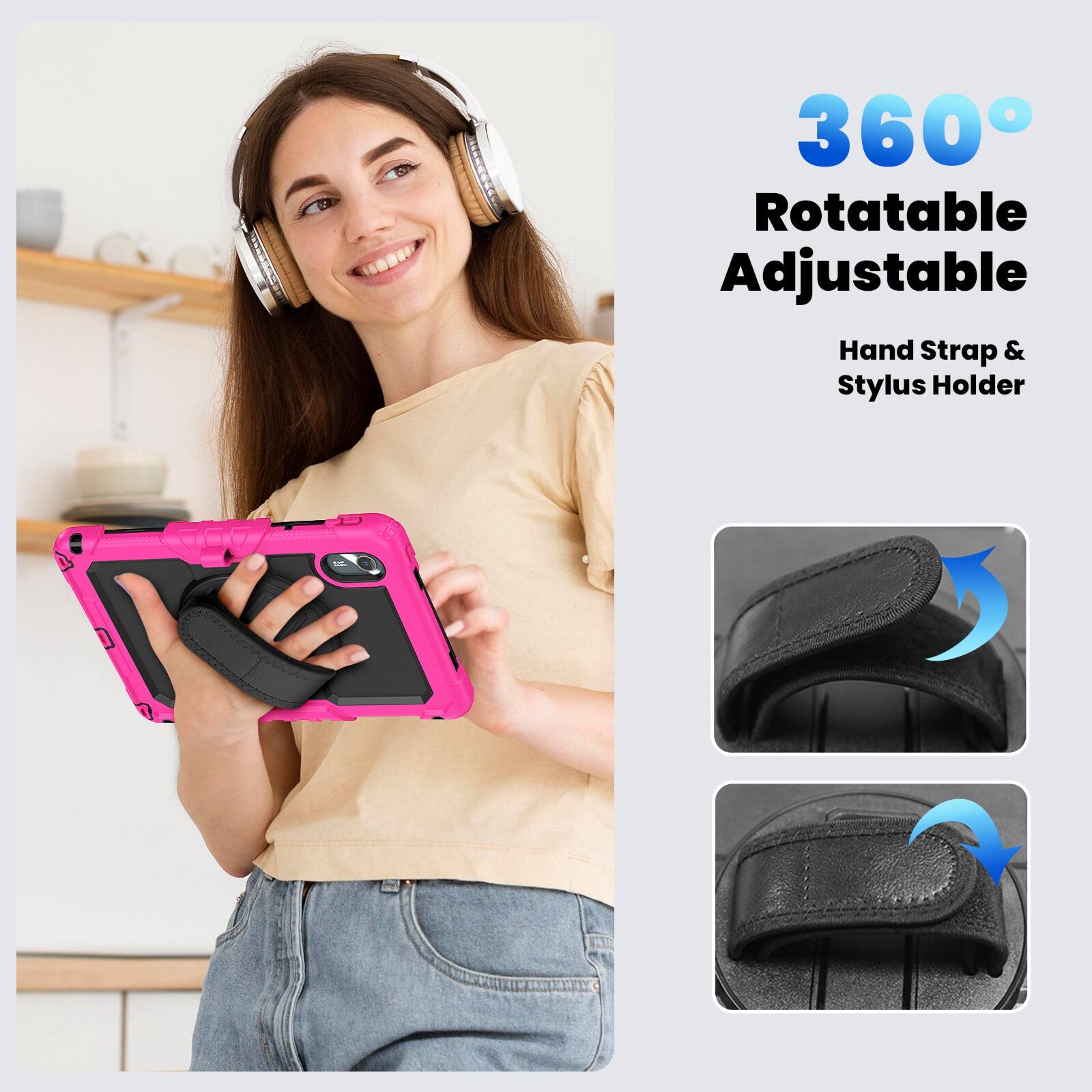 360° Rotatable Adjustable Hand Strap & Stylus Holder