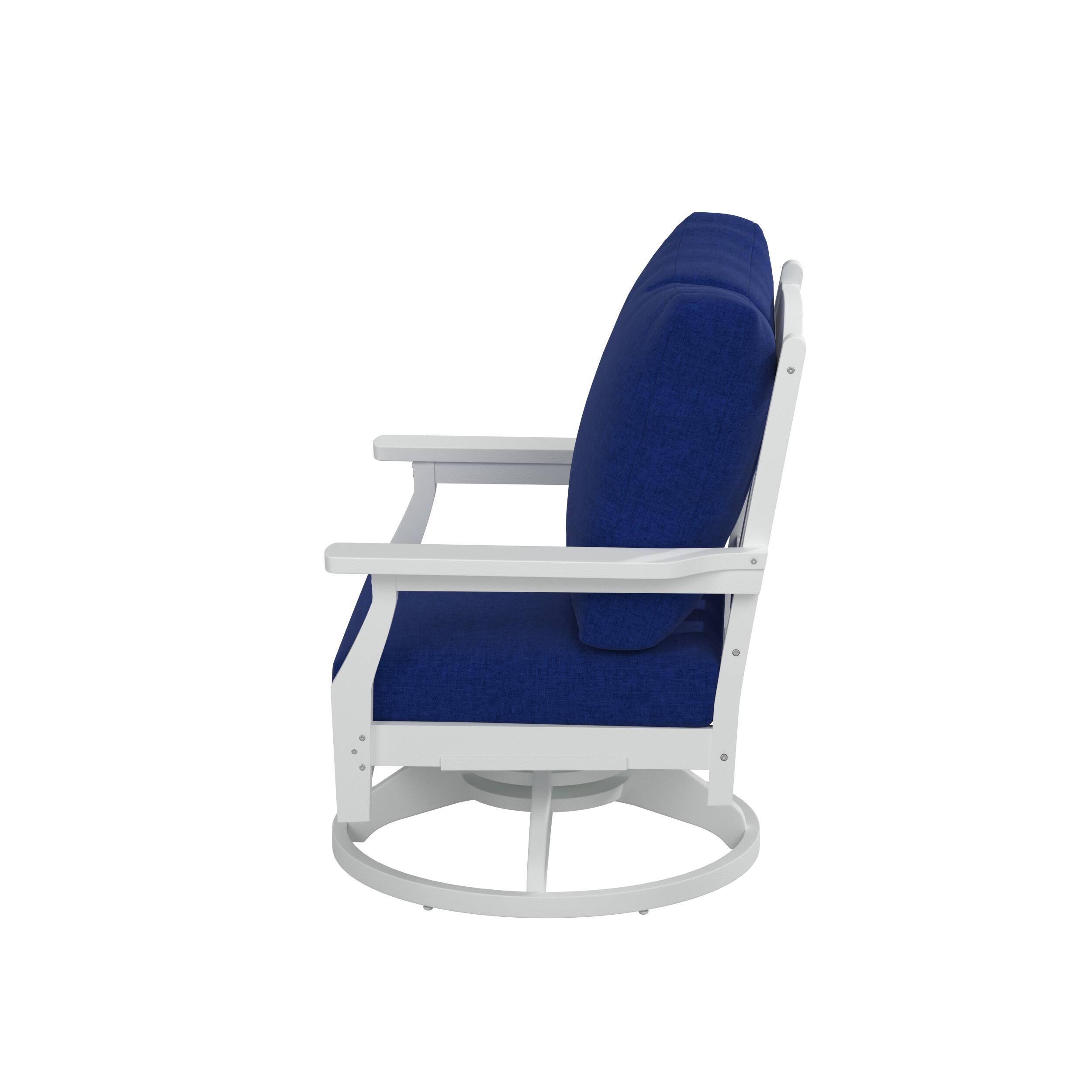 Alt View 2. LuXeo - Aspen Rock/Swivel Deep Seating Chairs-White/Navy Cushion (Set of 2) - White/Navy Cushion.