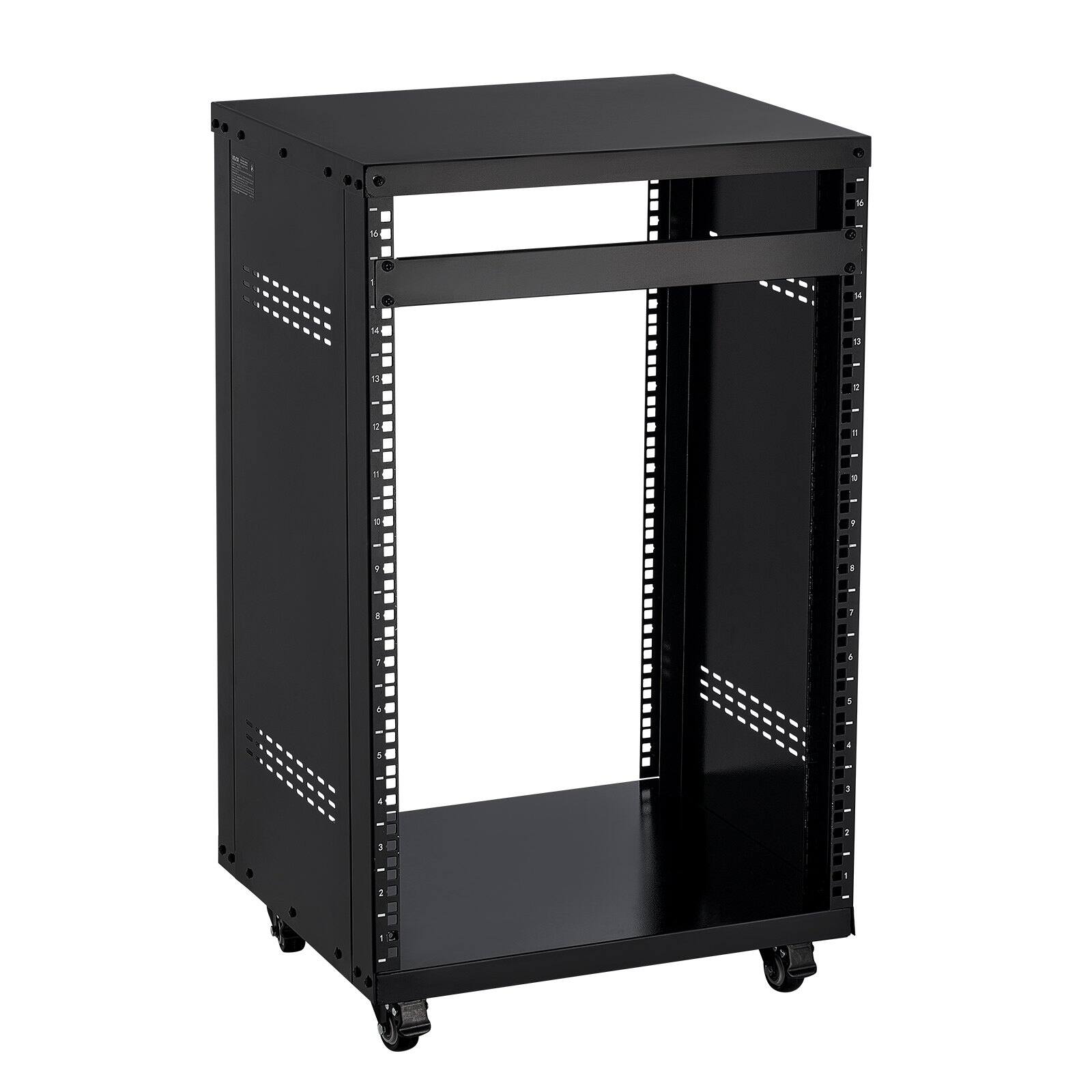 Alt View 8. Glintex - 16U Rack Case, 200 lbs Capacity AV Studio Rack with Lockable Wheels, Open Frame Vent Design for 19" Equipment.