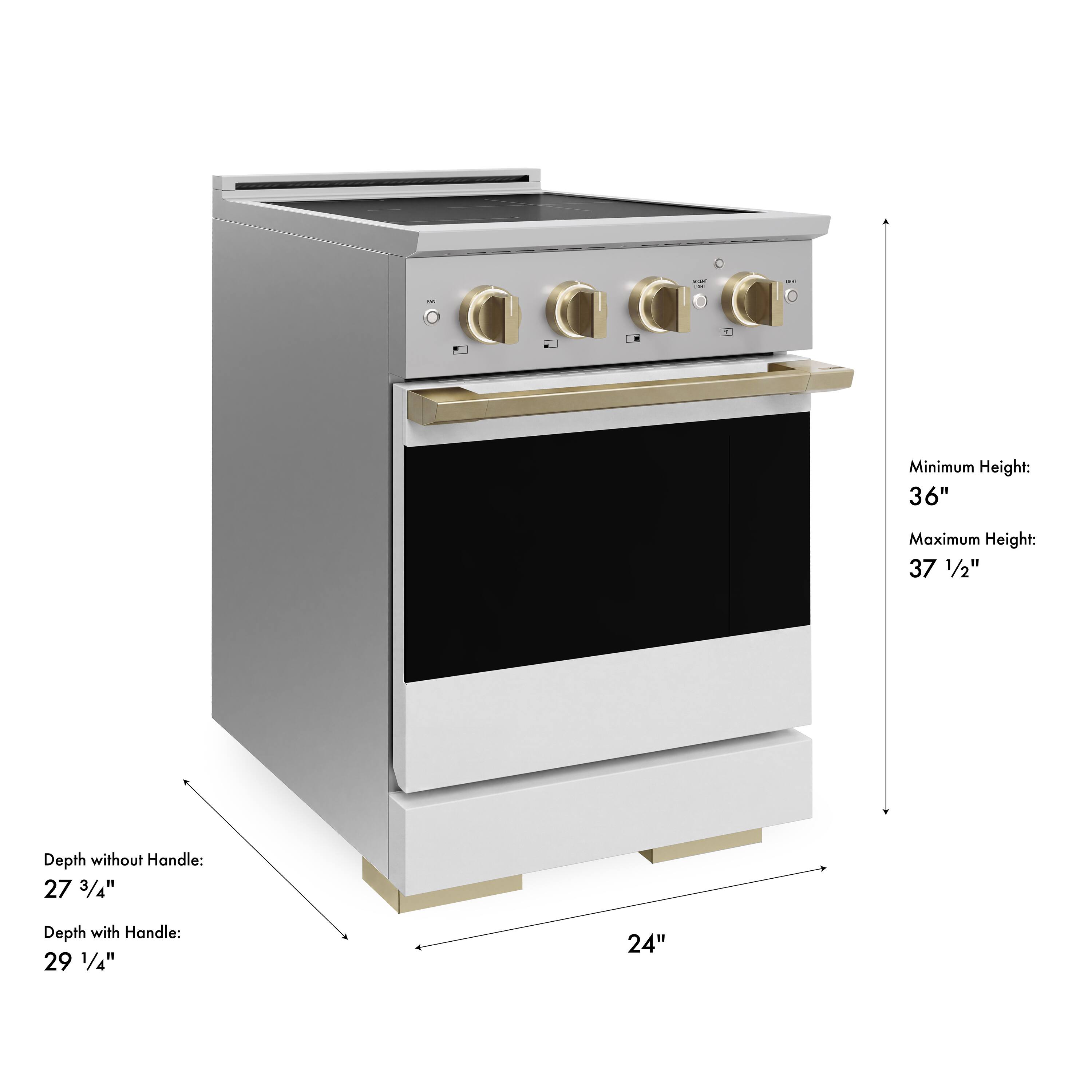 AIGHT -  
Minimum Height: 36"  
Maximum Height: 37 1/2"  
Depth without Handle: 27 3/4"  
Depth with Handle: 29 1/4"  
24"