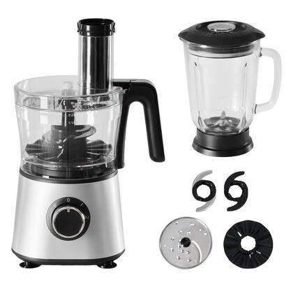 Front. AENKYO - 300W Food Processor with Blender & Dough Tool, 2 Speeds, Sharp Blades, Safety Lock with 1.5L Glass Jar - Black.