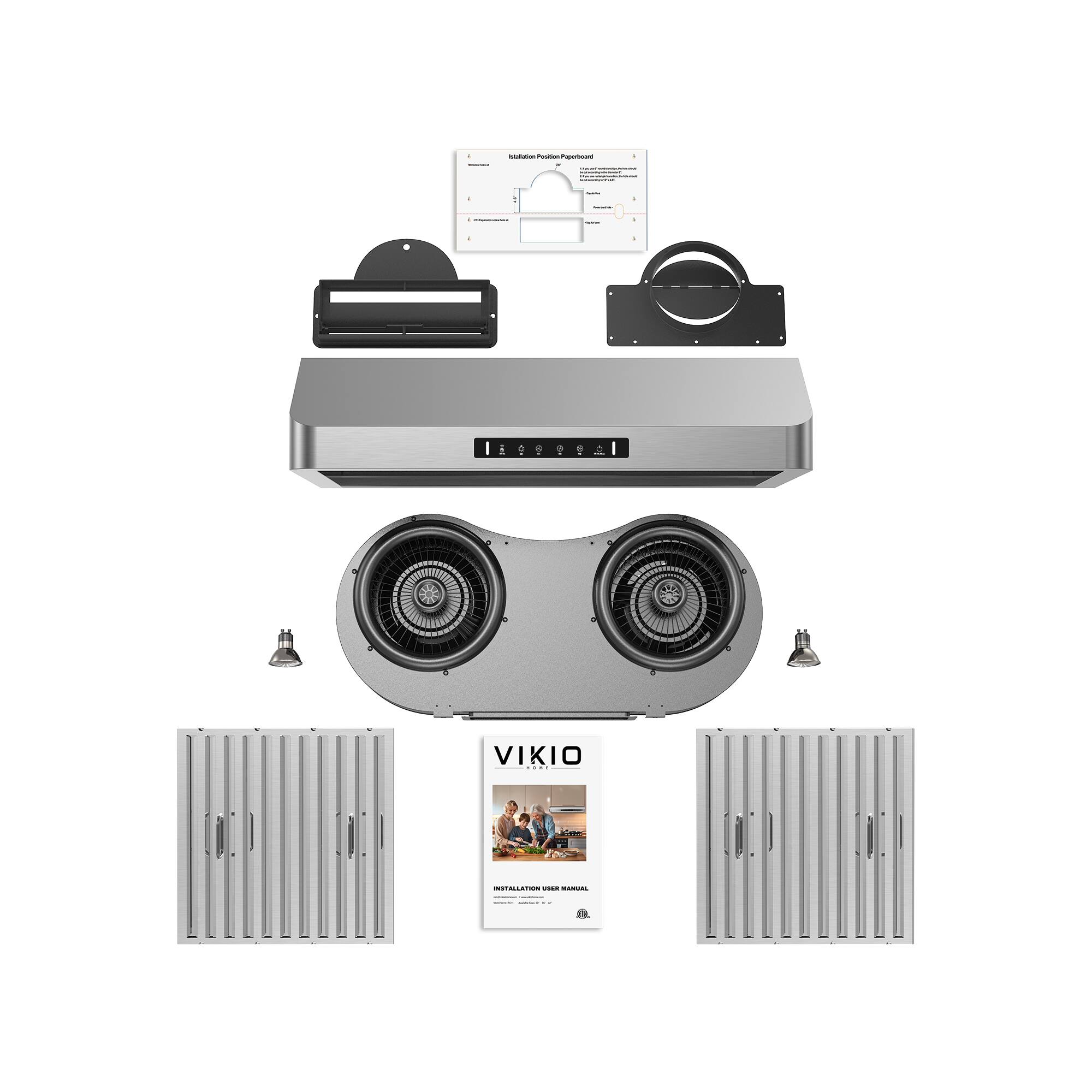 Alt View 1. VIKIO - 30 inch Ducted 700-CFM  Stainless steel Under Cabinet Range Hood - Stainless steel.