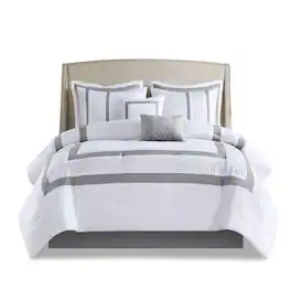 Gracie Mills - Aguilar 8-Piece Embroidered Hotel-Style Comforter Set - White