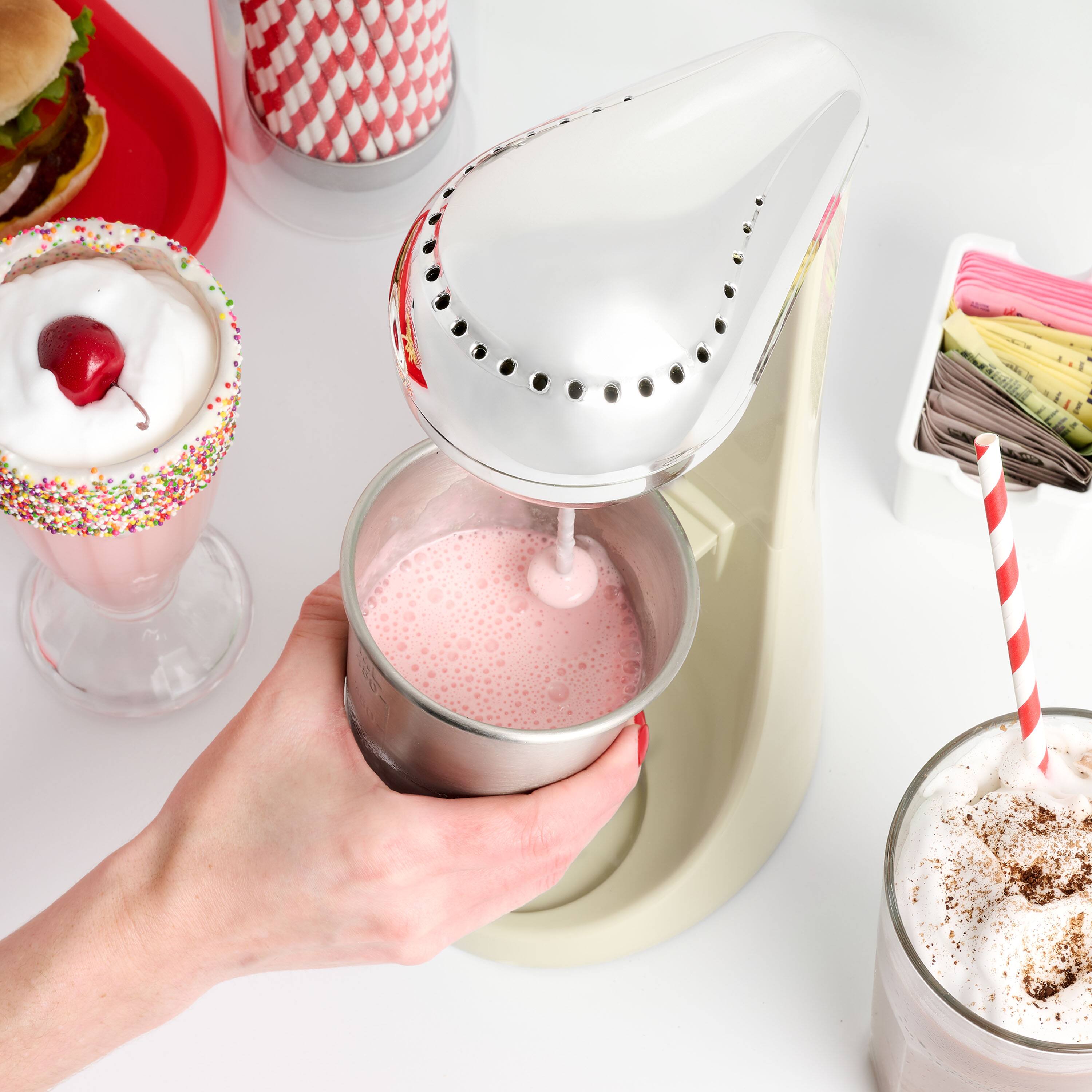 Alt View 2. Nostalgia - Two-Speed Milkshake Maker - Cream.