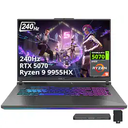 ASUS - ROG Strix G18 Gaming Laptop,18" WQXDA 240Hz,AMD Ryzen 9 9955HX,32GB RAM,1TB SSD,RTX 5070,Win 11,1TB Dock Set - Gray