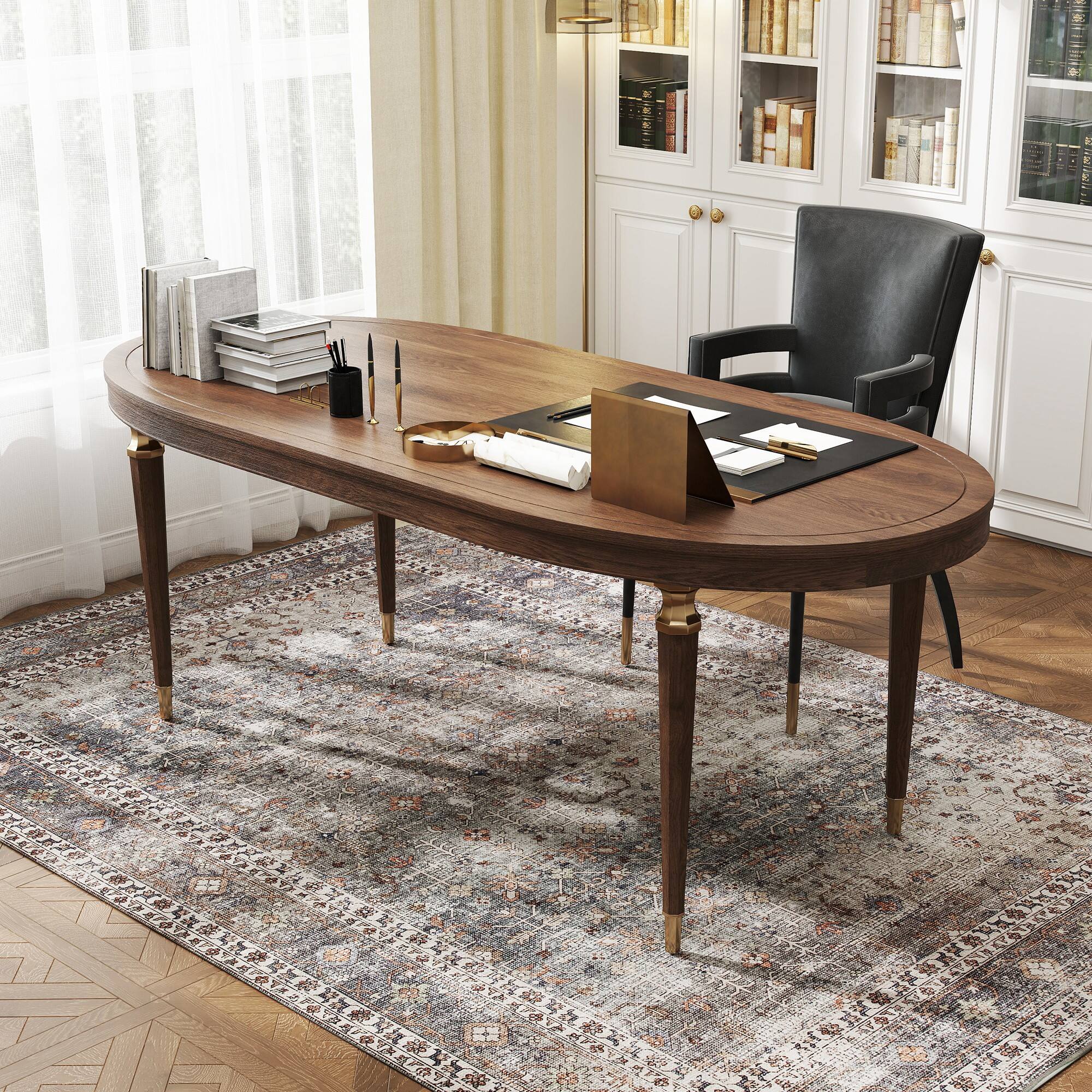 Alt View 8. Homcom - Area Rug 5x7, Machine Washable Non-Slip Traditional Floor Cover, Dark Mixed-Brown - Dark Mixed Brown.