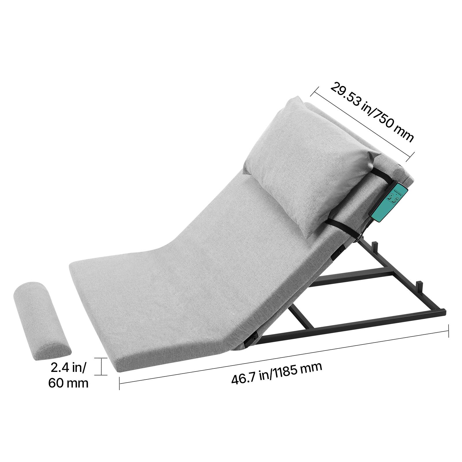 29.53 in/750 mm  
2.4 in/60 mm  
46.7 in/1185 mm