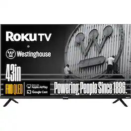 Westinghouse - 43" Class Smart Roku TV, FHD QLED, Dolby Digital+, Wi-Fi, Bluetooth, AirPlay, Alexa & Google Assistant