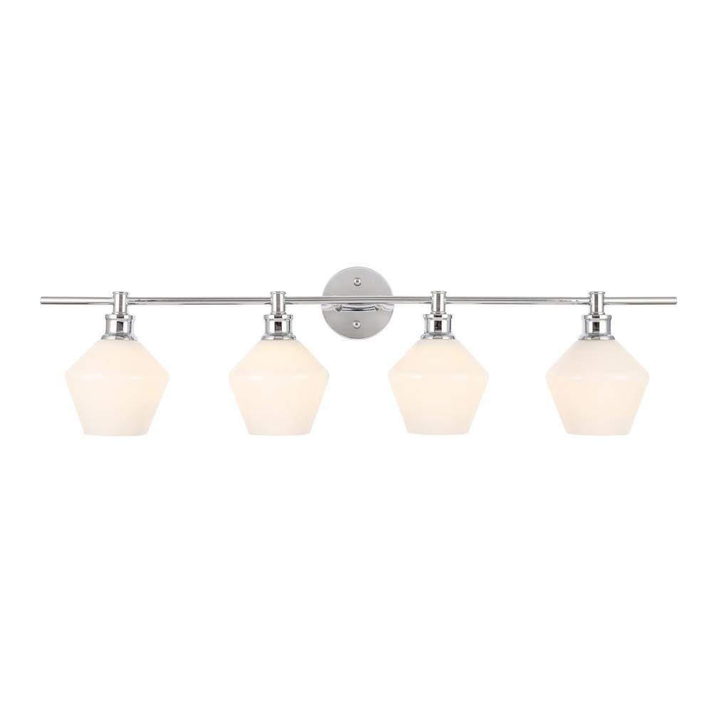 Alt View 1. Living District - Gene 4 light Chrome and Frosted white glass Wall sconce - Chrome And Frosted White Glass.