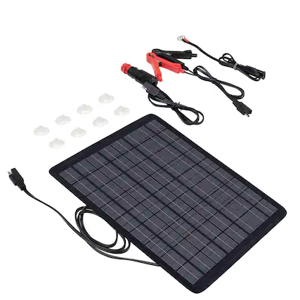 Front. Renogy - 10W Solar Panel Trickle Charger - Black.